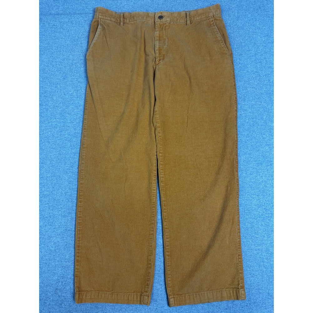 IZOD Corduroy Pants Mens 36x30 Mustard Yellow Straight Leg Cotton Trousers
